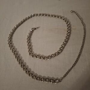 Silver Color Girl's Chain And Rhinestone Belt